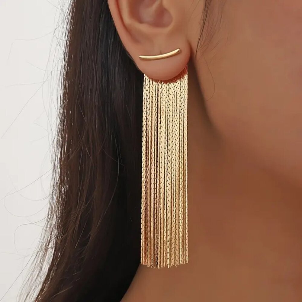 NEW Gold dangle earrings, unique gold earrings, trendy jewelry, tassel earrings